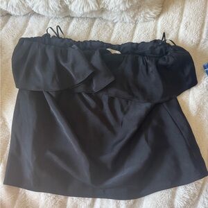 Black Ruffled Off-Shoulder Women's Top